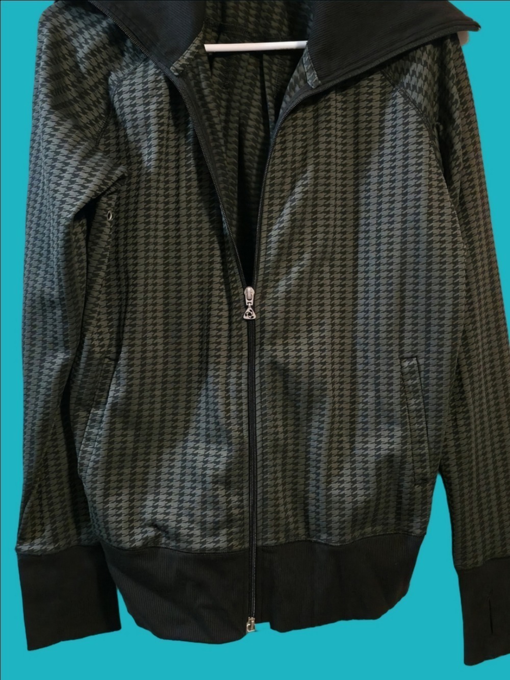 4/$67 Deal! Men's Olive Houndstooth Zip-Front Jacket